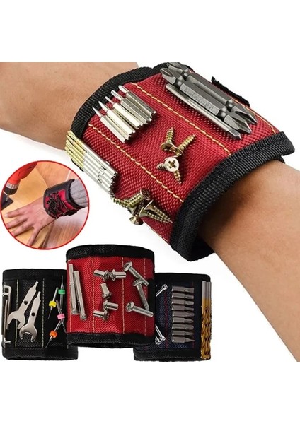 Mavi 5 Bölüm Bilek Kayışı Manyetik Taşınabilir Alet Çantası W/10 Adet Mıknatıslar Elektrikçi Bileklik Tutma Vidaları Matkap Ucu (Yurt Dışından) modelleri