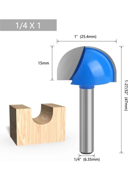 08 1 Adet 1/4 "6.35MM Shank Ahşap Oyma Topu Burun Yönlendirici Bit Yuvarlak Freze Ahşap Için Kesici Cnc Yarıçapı Çekirdek Kutusu Katı Karbür Araçları (Yurt Dışından)