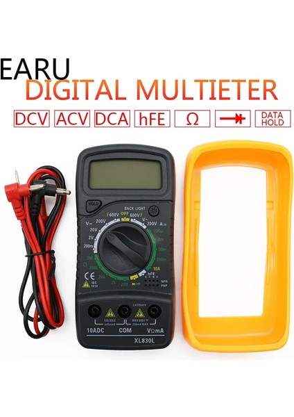 Metre Probu Taşınabilir Dijital Multimetre Arka Işık Ac/dc Ampermetre Voltmetre Ohm Test Cihazı Metre XL830L El LCD Multimetro Gerilim Akım (Yurt Dışından)