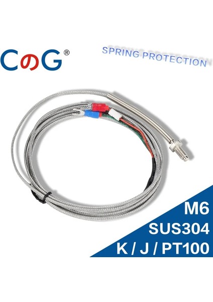 M6 K Tipi 1m Cg Wrnt-02 M6 Vida Kj PT100 Tipi 1m 2m 3m 5m Tel Kablo Endüstriyel Sıcaklık Kontrol Cihazı Için Termokupl Sıcaklık Sensörü (Yurt Dışından)