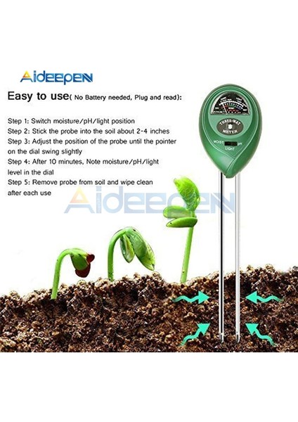 Mor 3 In 1 Yuvarlak Kafa Toprak Ph Su Nem Test Cihazı Işık Ölçer Asitlik Nem Güneş Işığı Analizörü Araçları Bahçe Bitki Çiçekler Için (Yurt Dışından) fırsatları