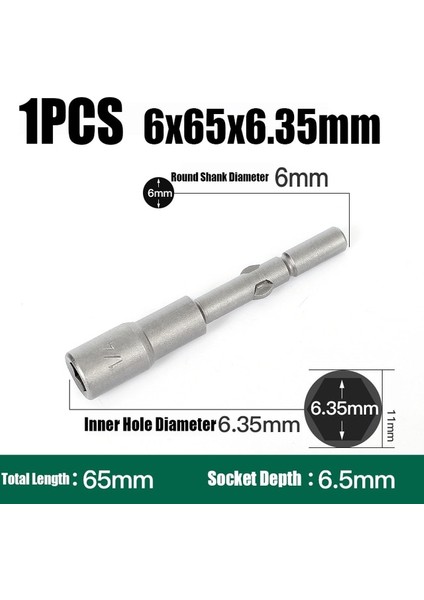 6X65X6.35MM 1 Adet 4MM-19MM Darbe Altıgen Soket 6mm Yuvarlak Şaft Vida Somun Sürücü Allen Anahtarı 802 Elektrikli Tornavida Matkap Ucu Adaptör Soketi Kiti (Yurt Dışından)