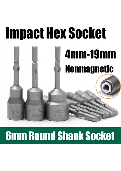 6X65X6.35MM 1 Adet 4MM-19MM Darbe Altıgen Soket 6mm Yuvarlak Şaft Vida Somun Sürücü Allen Anahtarı 802 Elektrikli Tornavida Matkap Ucu Adaptör Soketi Kiti (Yurt Dışından)