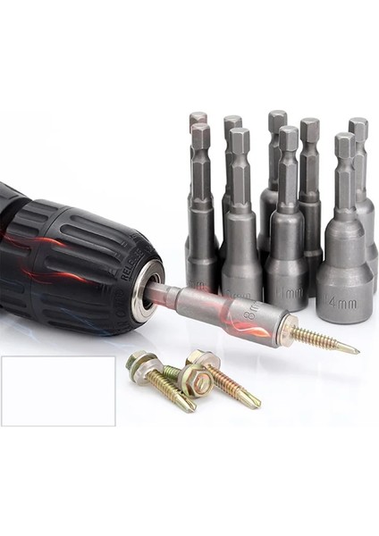 10MM 4/1 Inç 6.3mm Darbe Soket Manyetik Somun Tornavida Altıgen Anahtar Seti Matkap Ucu Adaptörü Elektrikli Matkaplar Için Darbeli Sürücüler Soket Kiti (Yurt Dışından)