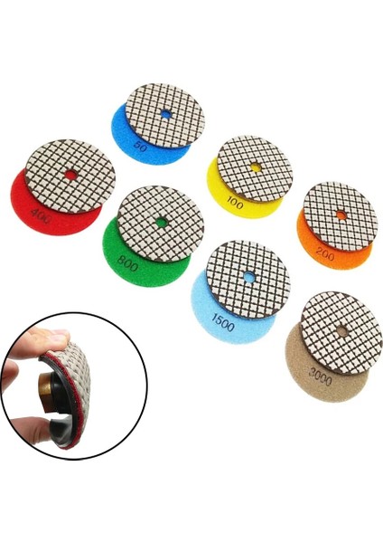 400 1 Adet 4 Inç Elmas Parlatma Pedi Kuru 100MM Esnek Taşlama Diski 50/100/200/400/800/1500/3000 Grit Granit Parlatma Araçları (Yurt Dışından) fırsatları
