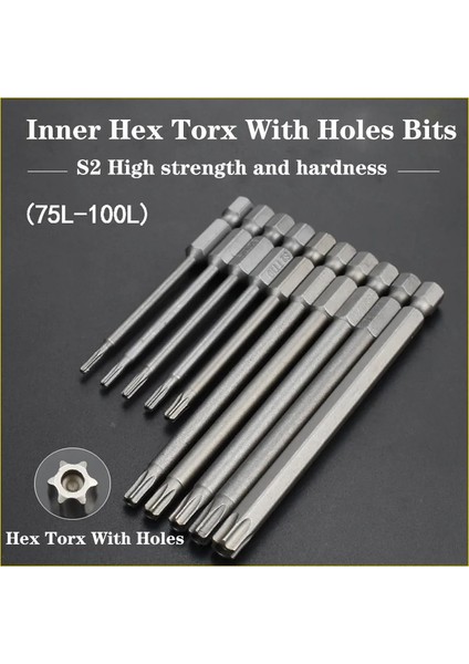 100MM TT40 75MM/100MM Torx Kafa TT6/TT40 Tornavida Ucu Seti S2 Çelik 1/4 Inç Shank Iç Altıgen Manyetik Elektrikli Torx Tornavida Seti Araçları (Yurt Dışından)