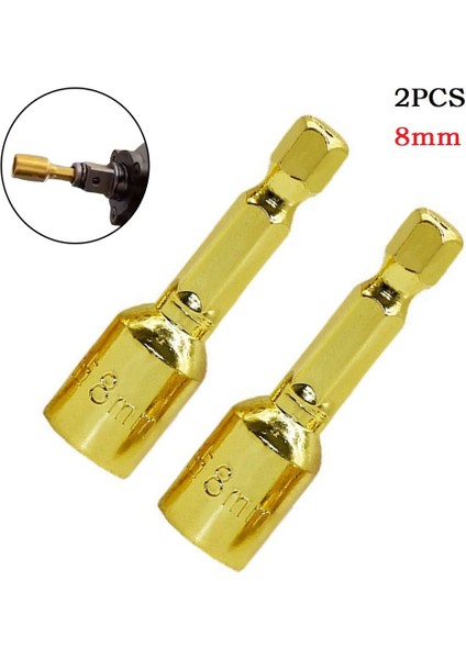 2 Adet 8mm Hex Soket Kol Somun Sürücü Manyetik Tornavida Bit Seti Soket 1/4 Inç Hex Shank Sürücü Adaptörü (Yurt Dışından)