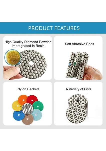 2000GRIT 1 Adet 4 Inç 100MM Elmas Parlatma Pedi Kuru Keskin Esnek Zımpara Diski Parlatma Pedi Granit Mermer Taş Zımpara Diski (Yurt Dışından)