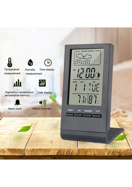 Beyaz Termometre Higrometre Ölçer Göstergesi Iç / Dış Mekan Hava Istasyonu Otomatik Elektronik Sıcaklık Nem Monitörü Saat (Yurt Dışından)