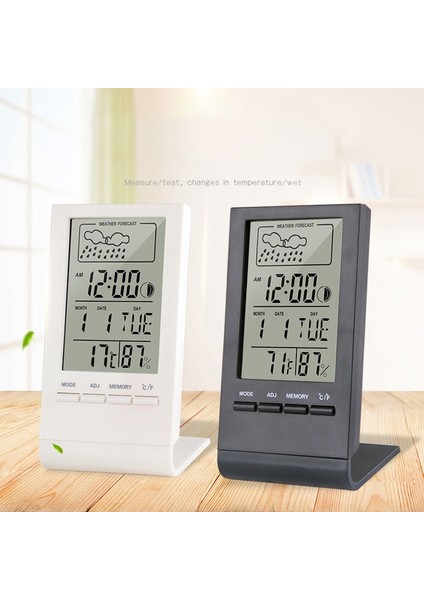 Beyaz Termometre Higrometre Ölçer Göstergesi Iç / Dış Mekan Hava Istasyonu Otomatik Elektronik Sıcaklık Nem Monitörü Saat (Yurt Dışından) fiyatları