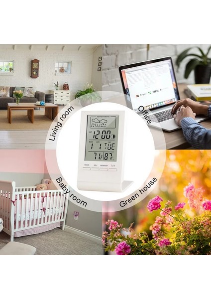 Beyaz Termometre Higrometre Ölçer Göstergesi Iç / Dış Mekan Hava Istasyonu Otomatik Elektronik Sıcaklık Nem Monitörü Saat (Yurt Dışından) fırsatları