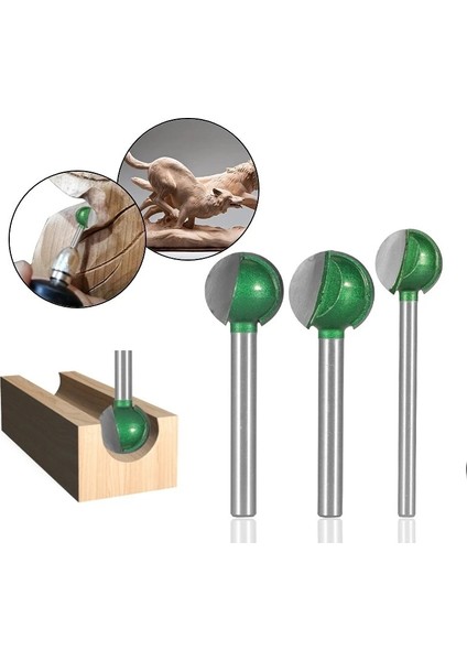 6x6 3/6mm Shank Top Burun Yuvarlak Oyma Bit Yönlendirici Bit Ahşap Koyu Cnc Freze Kesicisi Yarıçapı Çekirdek Tungsten Karbür Ağaç Işleme Araçları (Yurt Dışından)