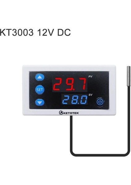 KT3003 12V Dc Dijital Sıcaklık Kontrol Cihazı Termostat W3230 Dc 12V 24V AC110V-220V LED Ekran Isıtma Soğutma Beyaz Siyah Su Geçirmez Prob (Yurt Dışından)