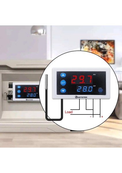 KT3003 12V Dc Dijital Sıcaklık Kontrol Cihazı Termostat W3230 Dc 12V 24V AC110V-220V LED Ekran Isıtma Soğutma Beyaz Siyah Su Geçirmez Prob (Yurt Dışından)