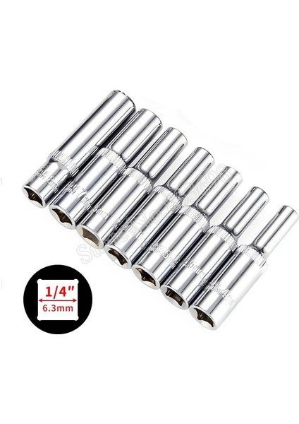 11MM 1/4 Lokma Seti Adaptörü Uzun Soketler 4-14MM Derin Soket Aracı Kafaları Tork Anahtarı Cırcır Lokma Anahtar Oto Tamir Aracı (Yurt Dışından)