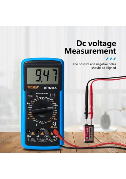 Kırmızı Aneng DT-9205A Dijital Multimetre Ac/dc Ampermetre Akım Test Cihazı Ölçer Multimetro Test Probları ile LCD Dijital Direnç Ölçer (Yurt Dışından)