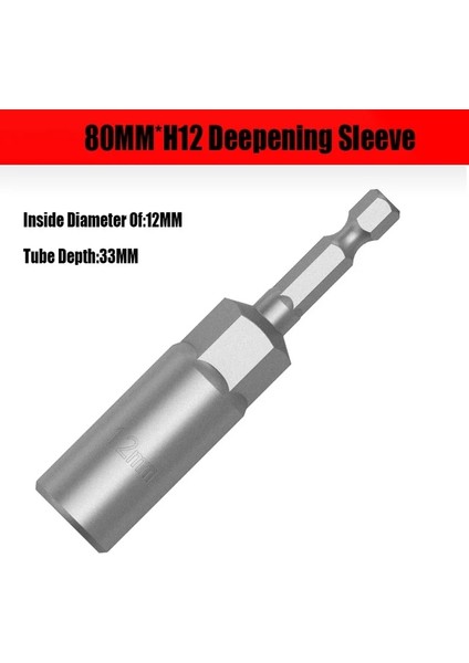 80MM x H12 80MM H6-H19 Elektrikli Tornavida Altıgen Somun Soket Kol Uzatılmış Hiçbir Manyetik Derinleşen Somun Tornavida Kol Yüksek Sertlik Bit (Yurt Dışından)