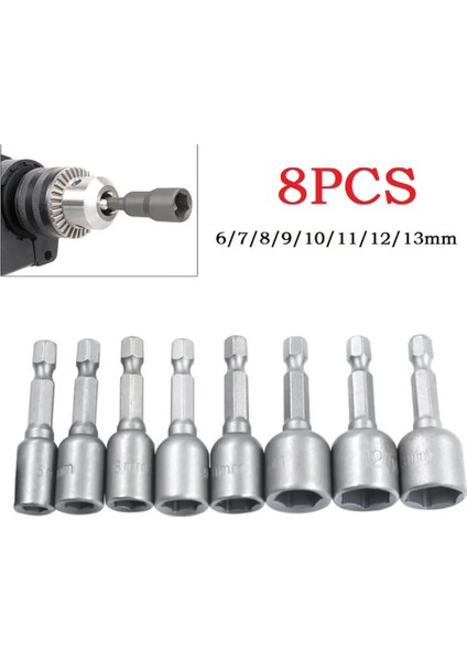8 Adet Manyetik Somun Anahtarı 6-13MM 1/4 Inç Shank Soket Adaptörü Hex Matkap Ucu Tork Anahtarı Elektrikli Matkaplar Için Sürücüler (Yurt Dışından)