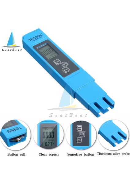 Tds Temp Dijital Ph Ec Tds Temp Ölçer Test Cihazı Sıcaklık Kalem Su Saflığı Ppm Filtre Hidroponik Akvaryum Havuz Suyu Monitörü (Yurt Dışından)