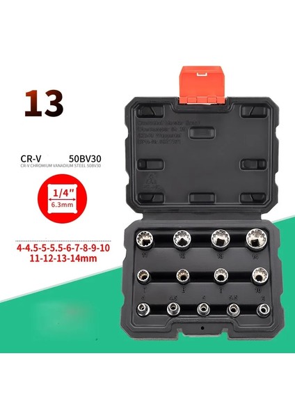 4.5mm-1 Adet 1/4 "kare Sürücü 12 Nokta Soket Kafası Cr-V Evrensel 12 Diş Cırcır Anahtarı Soket Mmany Türleri Için Somun Sökme 25MM Uzunluk (Yurt Dışından)