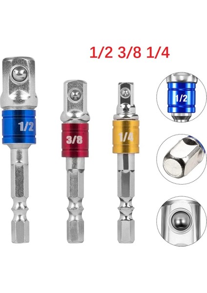 1-2 1 Adet Matkap Soket Adaptörü Darbeli Matkap Hex Shank Uzatma Çubuğu Soket Adaptörü 1/4 3/8 1/2 Hex Shank Kare Kafa Matkap Ucu (Yurt Dışından)