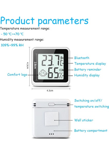 Bluetooth Yok Beyaz Temea Bluetooth Uyumlu Mini Termometre LCD Dijital Sıcaklık Sensörü Nem Ölçer Kapalı Higrometre Ölçü Ölçer (Yurt Dışından) fırsatları
