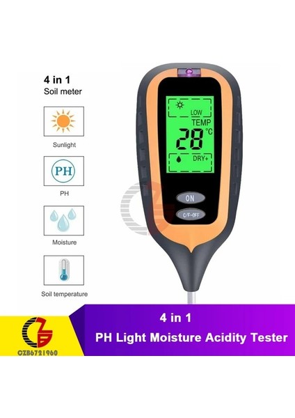 4 In 1 Tip 1 3 In 1 Toprak Ph Ölçer Güneş Işığı Ph Test Cihazı Bahçe Çiçekleri Toprak Nem Sensörü Ölçer Bitkiler Asitlik Nem Ph Monitör Dedektörü (Yurt Dışından)