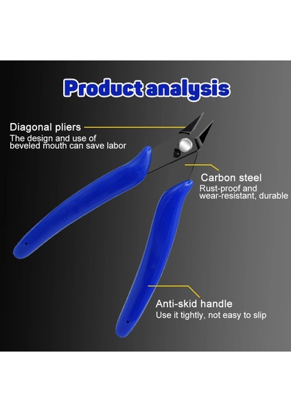 Mavi 1 Adet Tel Kesici Yan Çapraz Pense Kablolar Kesme Makası El Tamir Araçları Hassas Snip Gömme Kilit Pense Elektrik Makası Kablo (Yurt Dışından) fırsatları
