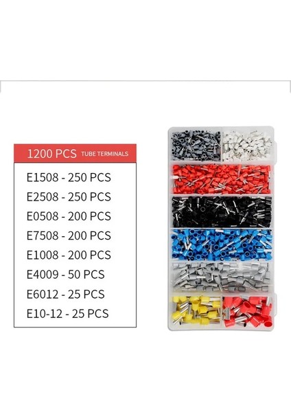 1200 Adet Tüp Boru Terminali Sıkma Araçları Yüksük Sıkma Aracı Kiti I Elektrikli Pense Hsc8 6-4 0.25-10MM² 23-7AWG 6-6 0.25-6mm² Kelepçe (Yurt Dışından)
