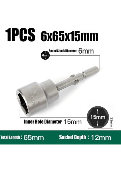 6X65X15MM 1 Adet 4MM-19MM Darbe Altıgen Soket 6mm Yuvarlak Şaft Vida Somun Sürücü Allen Anahtar 802 Elektrikli Tornavida Matkap Ucu Adaptör Soketi Kiti (Yurt Dışından)