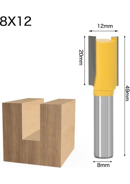 NO33 1 Adet 8mm Shank Düz Bit Tungsten Karbür Tek, Çift Flüt Yönlendirici Bit Ahşap Freze Kesici Ağaç Işleme Araçları Için (Yurt Dışından)