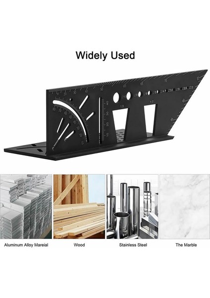45 Derece Kare Ölçüm Cetveli 3D Çok Fonksiyonlu Marangoz Hattı Ağaç Işleme Scribe Mark Çizgi Cetveli (Yurt Dışından)