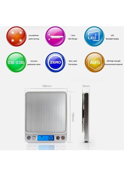 500G-0.01G Taşınabilir Mini LCD Dijital Terazi Ağırlık Dengesi Ölçeği Bavul Barista Ölçeği 500/0.01G 3000G/0.1G Takı Seyahat Mutfak Gereçleri (Yurt Dışından) fiyatları