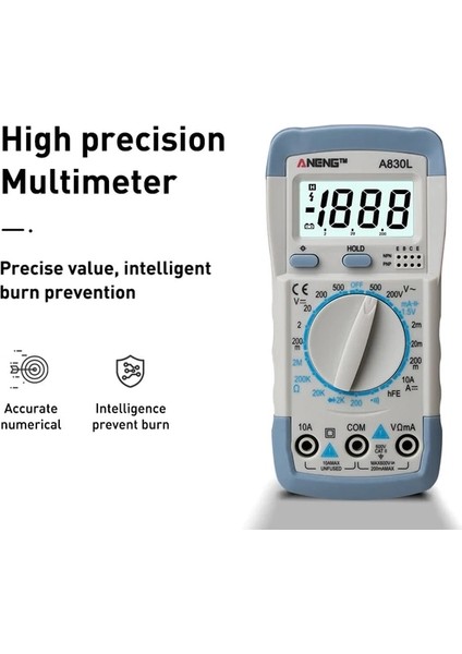 Beyaz Mavi LCD Dijital Multimetre Ac Dc Gerilim Diyot Frekans Multitester Akım Test Cihazı Buzzer Fonksiyonu ile Aydınlık Ekran A830L (Yurt Dışından)