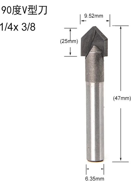 6.35MM x 7.96MM 6.35MM Şaft 90 Derece V Oluk Bit 1/4 "5/16" 3/8 "1/2" Cnc Gravür Katı Freze Uçları Ahşap Delme Için Karbür Freze Kesiciler (Yurt Dışından) fırsatları