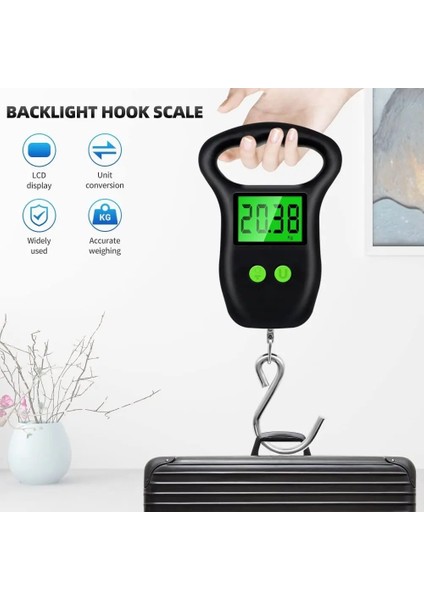 L Taşınabilir El Dijital Bagaj Ölçeği 50KG 10G Balık Oltası Asılı Ölçek Ölçüm Bandı Arka Işık LCD Ekran Ağırlık Aracı (Yurt Dışından) fiyatları