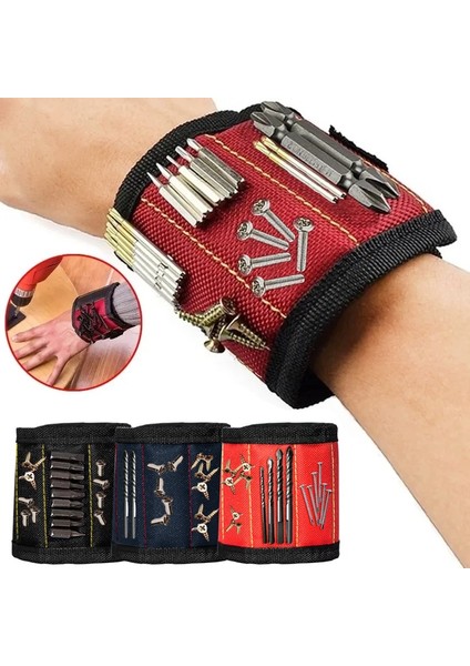 Mavi 3 Mıknatıs Yeni Güçlü Manyetik Bileklik Taşınabilir Alet Çantası Vida Çivi Somun Cıvata Matkap Ucu Tamir Kiti Organizatör Depolama Vıp Özel (Yurt Dışından)