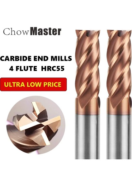 3X9X3X50 Cnc Karbür Frezeler Tungsten Makinesi Kesici Aletler 4 Flüt Metal Çelik Anahtar Yüz Kare Yönlendirici Bit 6 8 12 Shank Freze Kesme (Yurt Dışından)