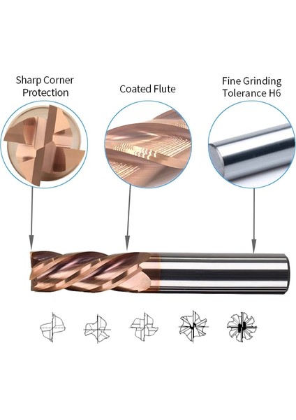 3X9X3X50 Cnc Karbür Frezeler Tungsten Makinesi Kesici Aletler 4 Flüt Metal Çelik Anahtar Yüz Kare Yönlendirici Bit 6 8 12 Shank Freze Kesme (Yurt Dışından)