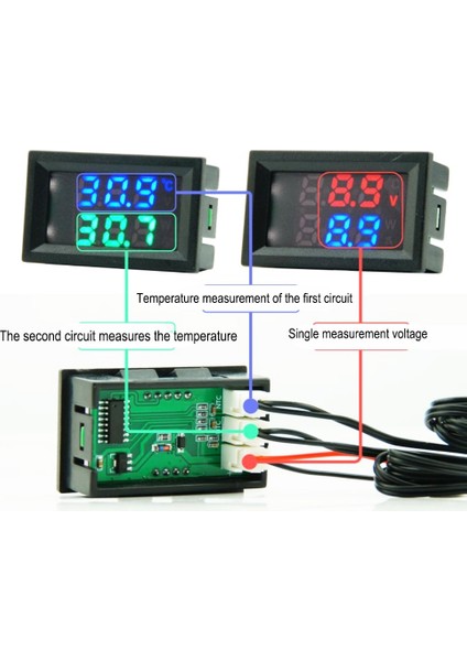 Halka Probu Dijital Dc Tek Voltmetre Sıcaklık Ölçer DC4-30V 100CM Gerilim Test Cihazı Sıcaklık Sensörü Ntc 10K Probe Sıcaklık Dedektörü (Yurt Dışından)