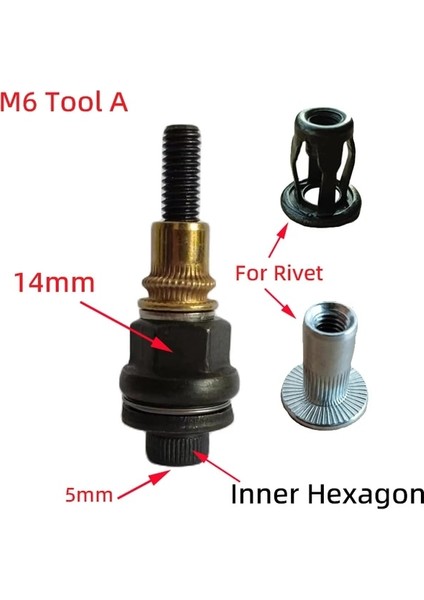 M6 Aracı A Alarui M6 Araba Plaka Taban Somunu Perçinleme Araçları Manuel Elektrikli Matkap Perçin Metal Vida Petal Silindirik Altıgen Kör Somun (Yurt Dışından)