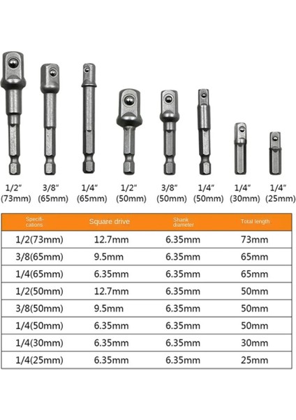 A5 Altıgen Çubuk Adaptörü 1/2 "altıgen Aletler Çelik 3/8" Set Vanadyum 1/4 "bit Uzatma Matkap Uçları Şaft Güç Soket Matkap (Yurt Dışından) modelleri