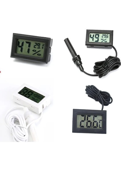 Telli Beyaz Mini Dijital Nem Ölçer Termometre Higrometre Sensör Ölçer LCD Sıcaklık Buzdolabı Akvaryum Izleme Ekranı Kapalı (Yurt Dışından) fiyatları