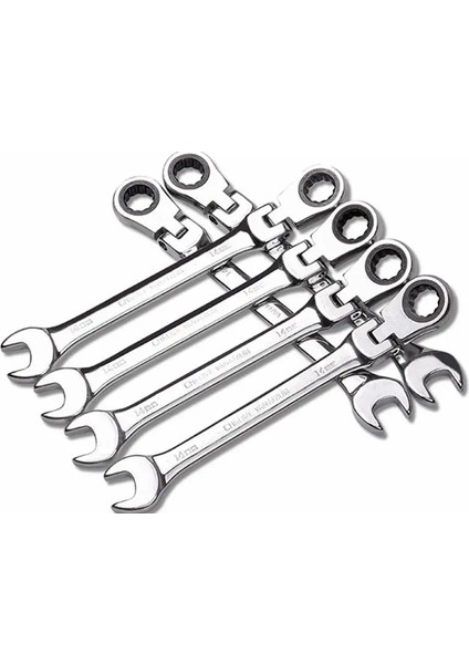 10MM Esnek Kafa Kombinasyonu Cırcır Anahtarı Çift Kullanımlı Cırcır Anahtarı Aracı Araba Tamir El Aletleri 45 # Çelik Cırcır Anahtarı Aracı Set (Yurt Dışından)