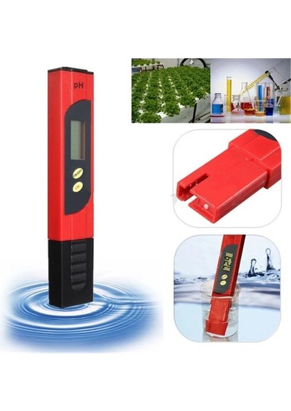 Kırmızı Tip-B Dijital LCD Ph Ölçer Kalem Test Cihazı Doğruluğu 0.1 Akvaryum Havuz Suyu Şarap Otomatik Kalibrasyon Su Kalitesi Saflık Test Aracı (Yurt Dışından)