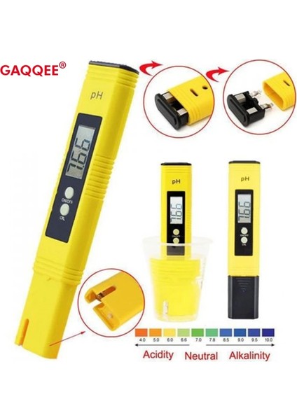 Kırmızı Tip-B Dijital LCD Ph Ölçer Kalem Test Cihazı Doğruluğu 0.1 Akvaryum Havuz Suyu Şarap Otomatik Kalibrasyon Su Kalitesi Saflık Test Aracı (Yurt Dışından)
