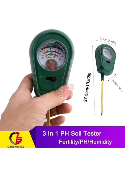27.5X6.3X3CM 3 In 1 Dijital Toprak Nemi Ph Ölçer Nem Işık Test Cihazı Bahçe Tesisi Çiçek Hidroponik Toprak Asitliği Analizörü Dedektör Monitörü (Yurt Dışından)