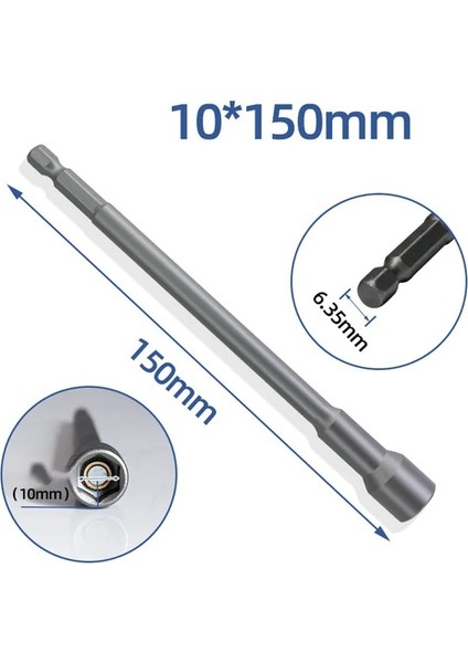 10MM 1 Adet Lokma Anahtar 150MM Uzun 6MM-19MM Altıgen Somun Sürücü Matkap Ucu Lokma Anahtar Uzatma Kol Araba Makineleri Tamir Aracı (Yurt Dışından)