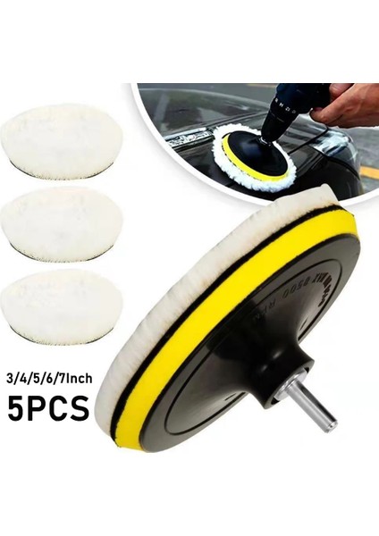 3 Inç 5 Adet 3/4/5/6/7 Inç Araba Cila Pedi Daire Yumuşak Yün Ağda Parlatma Pedi Aracı Kiti Otomatik Parlatma Detaylandırma Temizlik Ürünleri (Yurt Dışından)