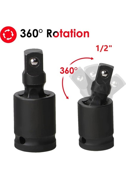 Evrensel 360 Derece Pnömatik Döner Bağlantı Hava Etkisi Wobble Soket Adaptörü El Aracı 1/2 Inç Darbeli Sürücü Dönüştürücü (Yurt Dışından)